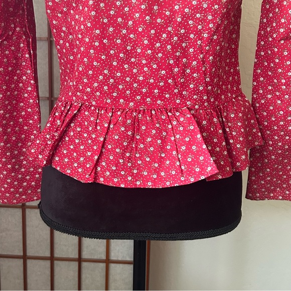Vintage 70s Red Boho Peplum Blouse - Picture 11 of 14
